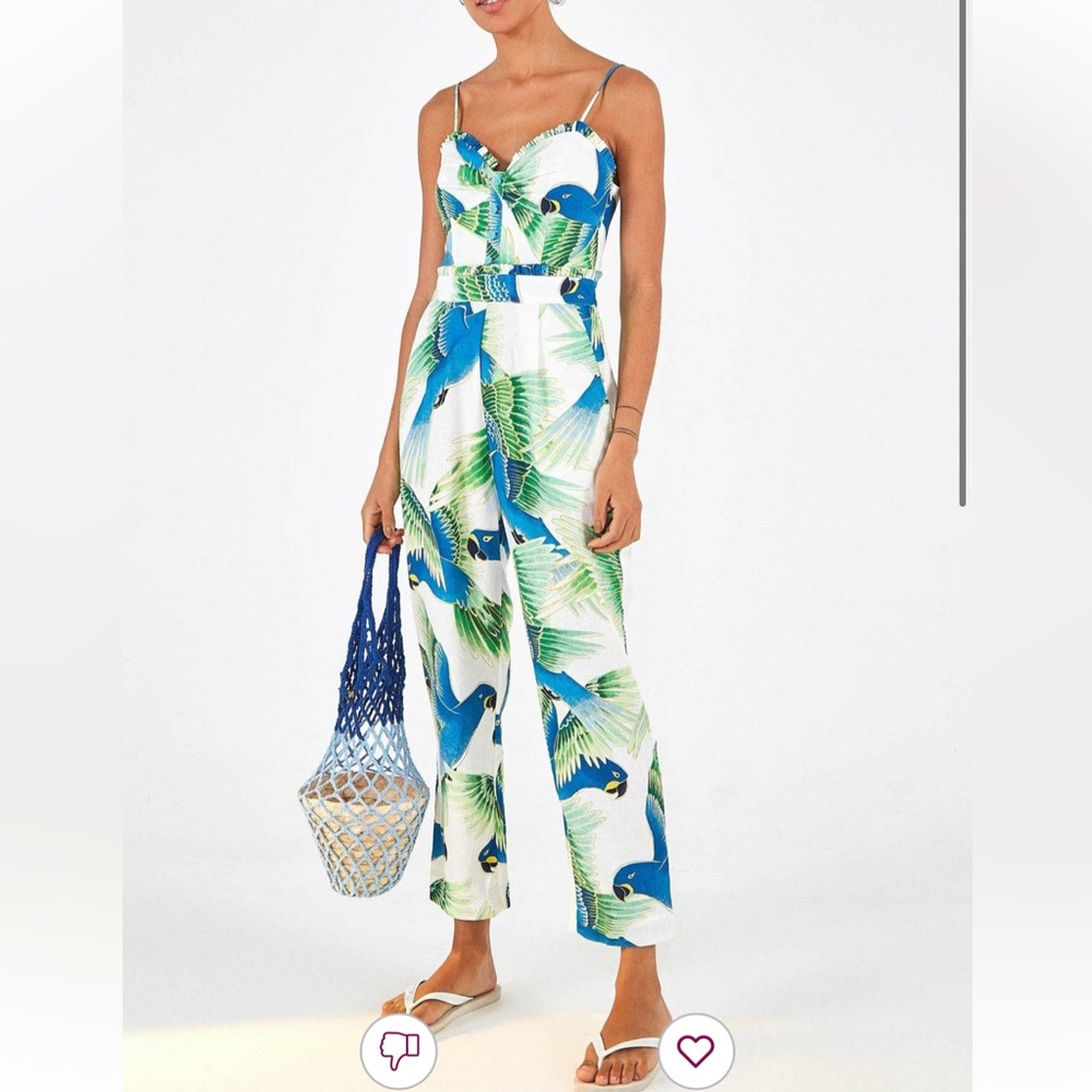 FARM Rio Blue and Green Parrot Jumpsuit